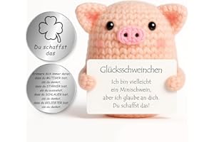 Tixlux Pocket Hug Glücksschweinchen, Kreative Strickwolle Minischwein Puppe und Kleine Umarmung Glücksbringer (Silber Ⅰ), MutmacherGeschenk, Gute Besserung, Einschulung Geschenk