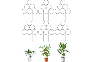WHTAWTAW 6 Pack Small Trellis for Potted Plants, 15.7 Inch Stackable Garden Trellis for Indoor Climbing Plants, Houseplant Metal Wire Trellis Plant Support Stake for Ivy Vines (Black)