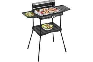 ZILAN Barbacoa eléctrica, 2400 W, termostato, regulador de temperatura sin niveles, parrilla de mesa, parrilla de pie, parrilla para fiestas, barbacoa eléctrica, barbacoa de mesa