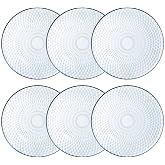 Luminarc Set of 6 Pampille Clear Glass Soup Plates 20 cm | Transparent, Glass, Round, Embossed Finish, 20 cm, 6 Pieces, Stack