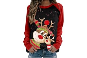 JokeLomple Sudaderas Mujer Baratas - Sudaderas Divertido Estampado De NavideñO Sudadera Personalizada Mujer Pullover Chica Casual Jersey Navidad Barato Jersey NavideñO Pareja Regalos para Mujer