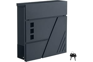 ‎SONGMICS SONGMICS Briefkasten, Wandbriefkasten mit Sichtfenster, für Haustür, mit Schloss und Schlüsseln, anthrazit GMB053G02