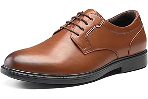 HEEZ Chaussure Homme Ville, Chaussures Oxfords pour Hommes Classique, Chaussure Cuir Derby Lacets Confortable, Chaussures Costume Entreprise Officiel Habillées pour Mariage Travail Fête