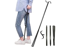 Fanwer Bastone lungo 90,2 cm, calzascarpe con manico lungo per anziani, strumento di rimozione dei calzini, regolabile, per disabili e problemi alla schiena