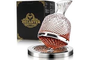 HABOWN® Decanter per Vino,Whisky da 1,5L, Caraffa in Vetro cristallo con rotazione a 360°, senza piombo, con confezione regalo per uomini e donne