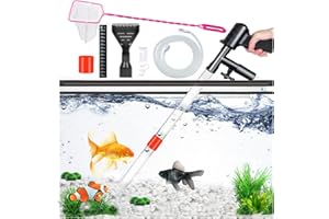 OSATNB Aquarium Gravel Cleaner Siphon Fish Tank Vacuum Cleaner for Absorb Dirt Wash Sand Algae Scrapers Water Changer Gravel Washer Aquarium Thermometers Fish Net kit for Fish Tank Cleaning Gravel and Sand