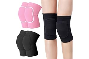 ATBUSS 2 pares de esponjas deportivas para danza de rodilla, esponja engrosada, fijación elástica, rodilleras, accesorios diarios para deportistas (rosa, negro)