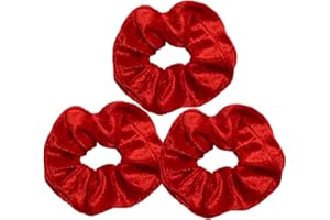 Jxuane 3 PCS Hair Velvet Scrunchies Red Scrunchie for Women Ponytail Holders Soft Elastic Hair Bands for Girls and Women