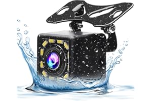 Inefala Cámara de Visión Trasera de Coche con 12 Leds, 170° Gran Angular, IP68 Impermeable, Súper Visión Nocturna, Asistencia de Estacionamiento para Monitor Radio de Coche 12V