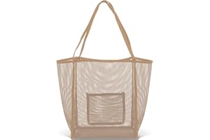MABECOL Borsa Mare Donna Grande, Borsa Spiaggia Borsa Piscina Borsa Tote in Rete, Pieghevole Borse a Tracolla per Sabbia Nuotare Viaggio Giocattoli Shopping Bag Famiglia