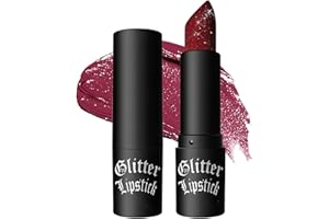 LESTPOLA Glitzer-Lippenstift Rot, Diamond Metallic Funkelnder Matt Lippenstift, Wasserdichter Langanhaltender Glitter Lipgloss, Not-Stick Cup Shimmer Lip Tint Lipstick Make-up, Geschenk für Frauen-07 Burgundy