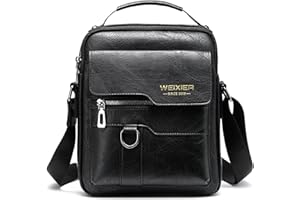 A-QMZL Umhängetasche Herren Schultertasche Herrentasche Klein Vintage PU Leder Crossbody Herren Tasche Umhängen Handtasche Männer für Arbeit, Schule, Alltag (schwarz 2)