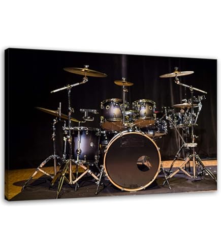 Schlagzeug Leinwandbild Von Islandburner - Detaillierte Musik Motiv Beleuchtung 100x57cm
