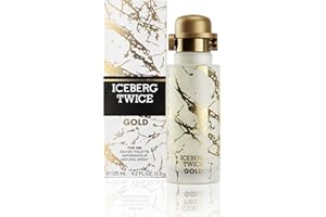 ICEBERG Twice Gold – Eau de Toilette 125 ml, Profumo da Uomo Opulento dalle Note Legnose e Vellutate, Lussuoso Flacone Cilindrico Effetto Marmo, Per Gli Uomini che Amano Vivere Intensamente