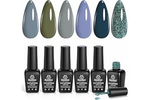 BEETLES GEL POLISH Beetles 6 Farben UV Gel Nagellack Set Snow Mountain Kollektion, Grau, Nude, Blau, Glitzerndes Nagellack Set, Soak-Off-Nagellampe, Herbst Winter Gel Nagel Set Maniküre Set