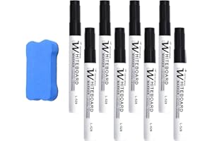 Aomhrek 8 czarnych markerów do tablicy, czarny marker, kredowe do tablic, czarne z gumką do tablicy, wymazywalne markery do tablic szkolnych