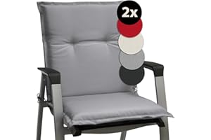 Beautissu Set of 2 Outdoor Garden Chair Cushions with Backs Low 100x50x6 cm - Light Grey Seat Cushions for Garden Chairs Patio Furniture Recliner Rattan - Soft Foam Core - Base NL