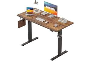 Agilestic Biurko z regulacją wysokości 110 x 60 cm, stabilne biurko z elektryczną regulacją wysokości i ręcznym sterowaniem z pamięcią, ergonomiczne biurko do pracy na stojąco lub siedząco, brązowy