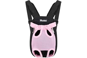 Pawaboo Zaino Contenitore per Cane, Borsa da Viaggio di Sicurezza, Borsa Anteriore Regolabile per Portare Cane, per Viaggio, Campeggio, Passeggiata, Taglia S - Rosa
