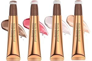 GREATLIZARD Contour Stick Liquido Rouge Highlighter Set Cream Liquid Blush Stick Contour Highlighter Beauty Wand,Blendable Silky Face Make Up Stick,Matte Liquid Highlighter Stick with Cuscino Applicator