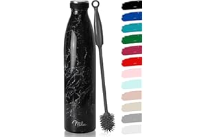 Milu Gourde en acier inoxydable 350 ml 500 ml, 750 ml, 1000 ml, 1,5 l – Bouteille isotherme, bouteille d'eau isolée, double paroi anti-fuite, convient aux acides carboniques (Granit, 1500ml)