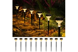 JOYCREATOR Lampy solarne LED do użytku na zewnątrz, 10 sztuk, lampy solarne do ogrodu, wodoszczelność IP65, ciepłe światło, solarna lampa ogrodowa, dekoracja ogrodowa na zewnątrz, balkon, taras,