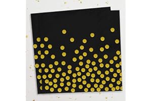 Hakiwina Servietten Schwarz Gold, Weihnachten Silvester Geburtstag Party Tischdeko Papierservietten Tisch Dekoration Dekorativ Einweg Servietten für 2024 Winter Feiertag Hochzeit 33x33cm(40Stück)