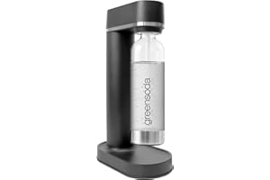greensoda Wassersprudler (schwarz) - nachhaltig und plastikfrei sprudeln + 1 Liter Wasserflasche