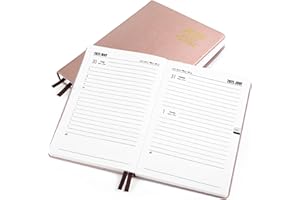 Kesote Terminplaner 2025, Buchkalender A5 Wochenplaner Leder Kalender Terminkalender Hardcover Wochenkalender Rosegold, 1 Tag 1 Seite