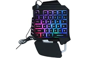 TOPIKY T opiky Teclado para Juegos de una Mano, Teclado ergonómico para Juegos de Deportes electrónicos con retroiluminación LED de una Sola Mano con Cable USB con 35 Teclas para Consola de Juegos de PC