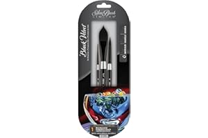 Silver Brush Limited - Assortiment de 3 pinceaux pour l’Aquarelle WC-3000S Black Velvet - Pinceau Traceur Taille 1, Langue de Chat Taille 3/4", et Rond Taille 8