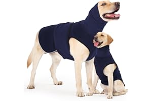 HEYWEAN Hundemantel mit beruhigender Kapuze und Ohrenschutz Anti Stress Weste Hund Beruhigungsweste Hund Rollkragen für Hunde Angst Beruhigungsjacke für Hunde Calmingshirt mit reflektierenden Streifen