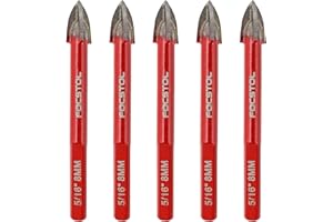 FOCSTOL Set de Foret Sec - 5 pièces 8mm Foret au Carbure avec Tige Triangulaire pour Bois Plastique Maçonnerie Céramique Béton Marbre