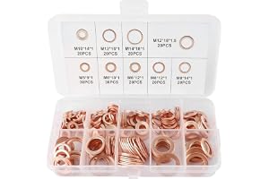 200 st kopparbrickor sortiment platta brickor oljeavtappningsplugg packning set platt tätningsring M5 M6 M8 M10 M12 M14 (9 storlek)
