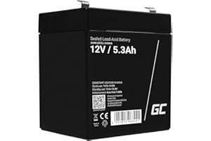 Green Cell® AGM 12 V 5,3 Ah akumulator z włókniny VRLA ołowiowy akumulator ołowiowy, akumulator ołowiowy, akumulator zastępczy, akumulator zasilający, odporny na cykle, nie wymaga konserwacji, do