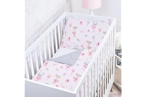 BABYSAFE Juego Funda Nórdica Cuna 90x120 y Funda Almohada 40x60 Coordinada, 100% Algodón Certificado Oeko-Tex - Hecho en Europa, Suave, Transpirable y Seguro para Bebés y Niños