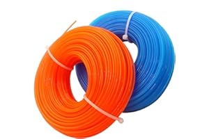 Zeqeey Replacement String Line Nylon Cord for Grass Trimmer with Length 100m, Diameter 1.6mm, 2 Rolls (Blue 50m + Orange 50m)
