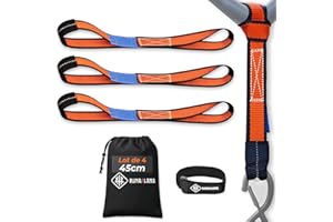 RUNAFLAMA - Sangle Arrimage Moto Remorque - Petite Sangle Moto pour Anneau Arrimage, Guidon et Cadre - Résistance 2400 kgf - Lot de 4 en 45 cm Orange avec Sac + Bande Auto-Agrippante