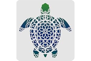 FINGERINSPIRE, stencil a forma di tartaruga, 29,7 x 21 cm, in plastica, stencil per decorazione, quadrato, riutilizzabile, stencil per pittura su legno, pavimento, parete e tessuto