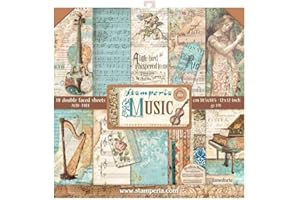 Stamperia Bloc Papier Scrap Double Face 10 Feuilles 30,5x30,5 (12"x12") - Musique