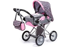 Bayer Design 13666AA Poussette Landau pour poupée City Star, couffin Amovible, Sac à bandoulière, réglable, Pliable, Gris Rose