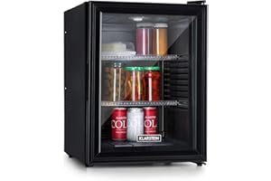 Klarstein Mini Kühlschrank mit Glastüre, Getränke, Snacks & Kosmetik, Klein & Leise, Verstellbare Ablagen, Skincare Kühlschrank 12-18°C, 42L
