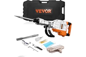 VEVOR Martello Demolitore per Calcestruzzo 3500W 2 Punte a Scalpello per 1900BPM, Kit Elettrico 220V per Lavorazione su Cemento Mattoni Piastrelle 60J