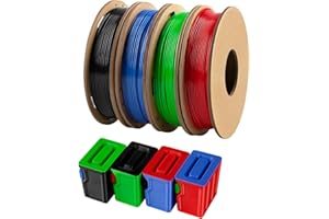 PETG Filament 1.75 mm Combi Pack, TINMORRY PETG-Eco 3D Printer Filament Bundle, 250 g x 4 Spools, Black+Dark Red+Green+ Klein Blue