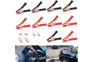 HOCUCHELAND 10 Stück Krokodilklemme,100A Batterie Zange Klemmen mit Kabelzubehör, Überbrückungskabel Klemmen mit Isolierten Stiefel Kunststoffgriff, Groß Batterieklemmen für Fahrzeug Ladekabel