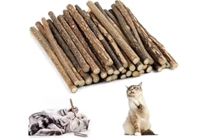 CUEMOON 32 sztuki pałeczek do żucia dla kotów, zabawka do mycia zębów, pielęgnacja zębów i przeciw nieświeżemu oddechowi, naturalne, bezpieczne, zestaw pałeczek do żucia