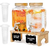 Distributeur De Boissons En Verre Pour Réfrigérateur Avec Robinet En Acier Inoxydable, Distributeur De Boissons En Verre Avec Support Pour Barbecue, Pique-nique, Fête à La Piscine Et événements