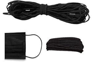 WESTEROS Cordon Elastico Costura Redondo Cuerda Cinta de Goma Correa de Oreja DIY para Máscaras Accesorios de Artesanía de Ropa de Bricolaje Máscara de banda elástica de 2 mm Negra (100 m)