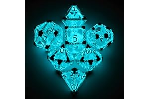 Kości DND, HNCCESG Świecące w ciemności Zestaw kości DND Metal Polyhedral Hollow Luminous RPG D&D Kości do Dungeons and Dragons Odgrywanie ról Gry stołowe MTG