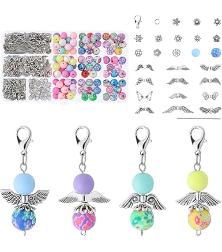 GUOSIYAO Schutzengel Anhänger Set | 50 Stück Engel Perlen | DIY Schmuck Basteln